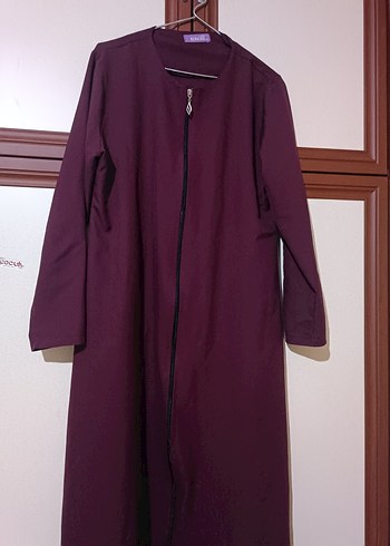 Bordo Uzun Kollu Kadın Uzun Pardösü - Görsel 8