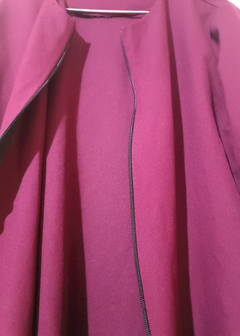 Bordo Uzun Kollu Kadın Uzun Pardösü - Görsel 9