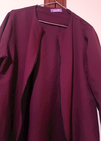 Bordo Uzun Kollu Kadın Uzun Pardösü - Görsel 4