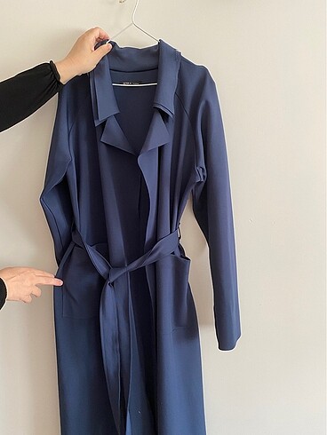 Kadın indigo mavisi trenchcoat