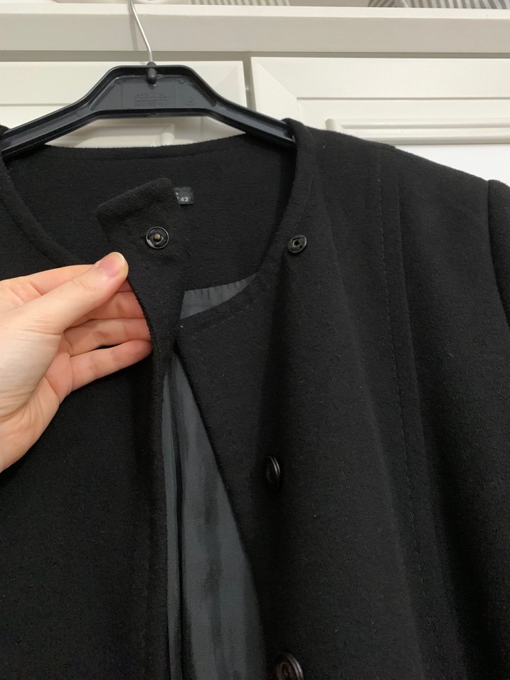 Armine Siyah Kemerli Kaban - Görsel 5