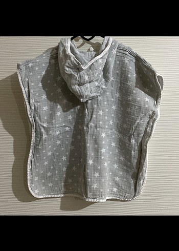 Gri Kız Çocuk Kısa Kollu Panço bornoz - Görsel 2