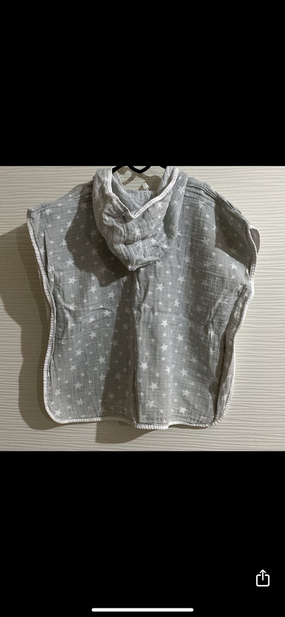 Gri Kız Çocuk Kısa Kollu Panço bornoz - Görsel 2