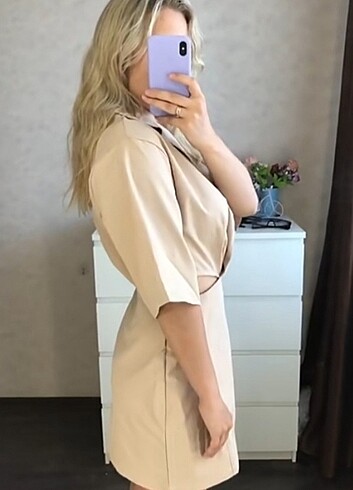 m Beden Orjinal Zara Marka Bej Elbise