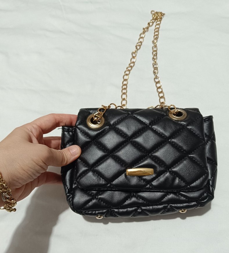 Zincir Detaylı Siyah Deri Kadın Çanta - Görsel 2