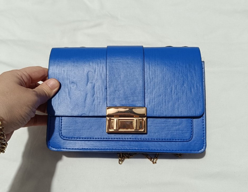 Mavi Deri Kadın Çanta - Görsel 2