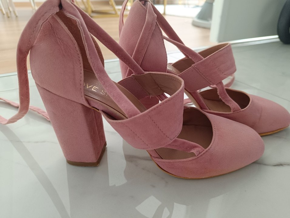 Pembe Süet Kadın Dolgu Topuklu Ayakkabı - Görsel 2