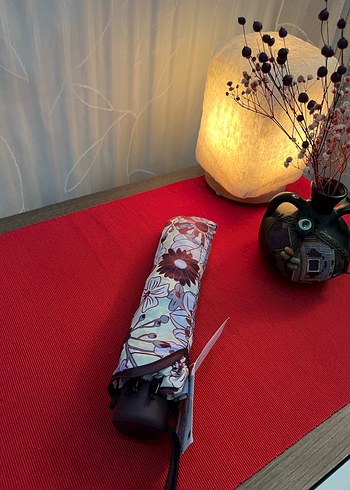 Şeffaf Mavi Çiçek Desenli Kadın Şemsiyesi - Kore Motifleriyle - Görsel 2