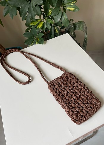 Örgü hasır telefon çantası - Görsel 8