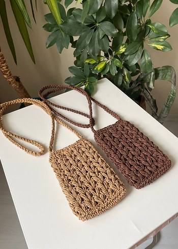 Örgü hasır telefon çantası - Görsel 2