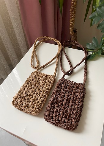 Örgü hasır telefon çantası - Görsel 3