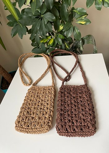 Örgü hasır telefon çantası - Görsel 4