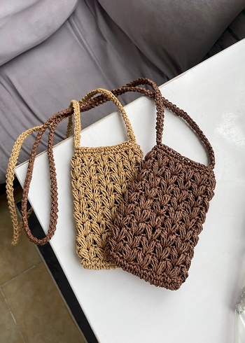 Örgü hasır telefon çantası - Görsel 6