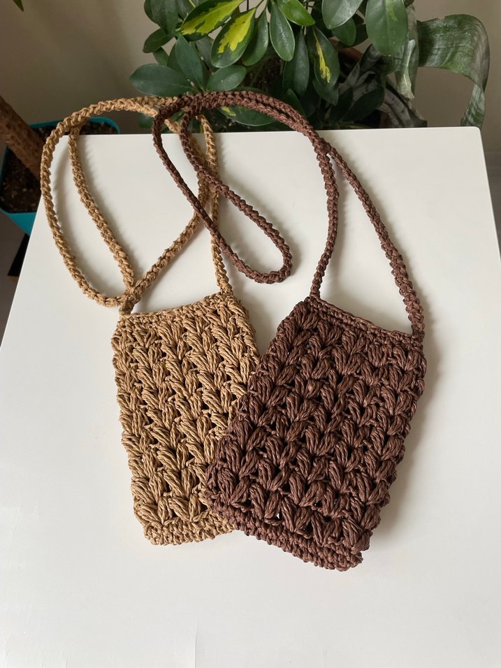 Örgü hasır telefon çantası - Görsel 5