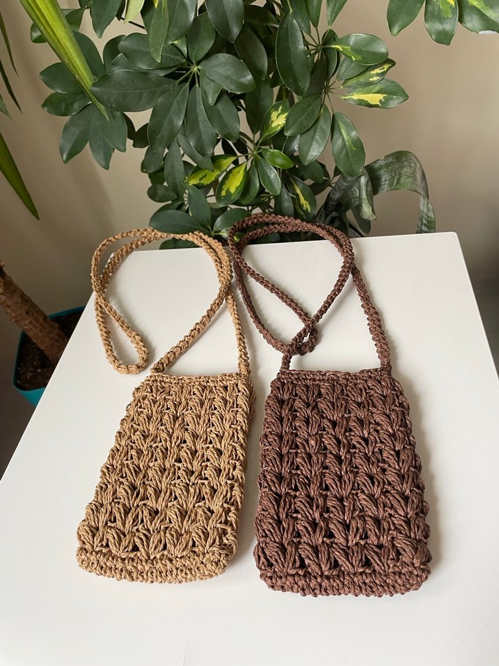 Örgü hasır telefon çantası - Görsel 4