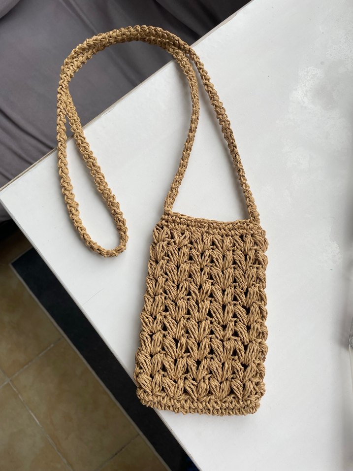 Örgü hasır telefon çantası - Görsel 3