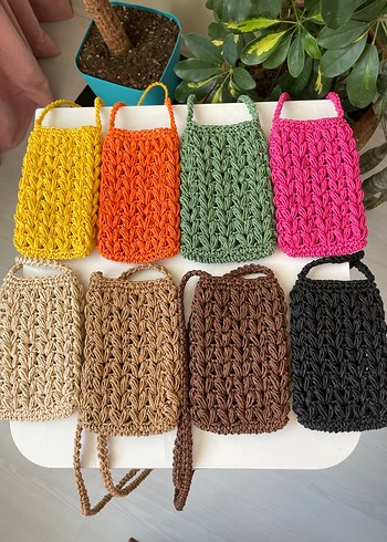 Örgü hasır telefon çantası - Görsel 5