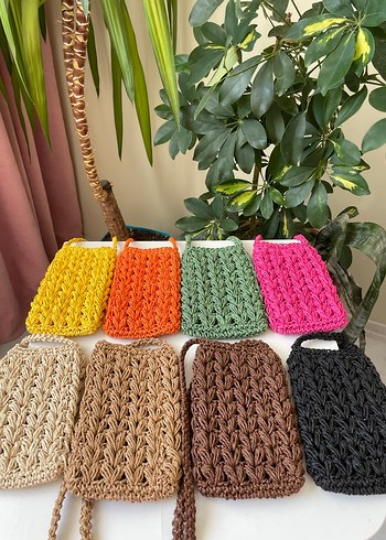 Örgü hasır telefon çantası - Görsel 2