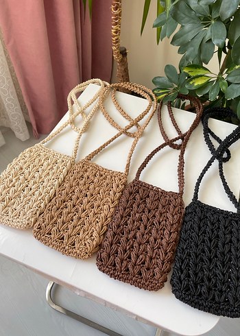 Örgü hasır telefon çantası - Görsel 7