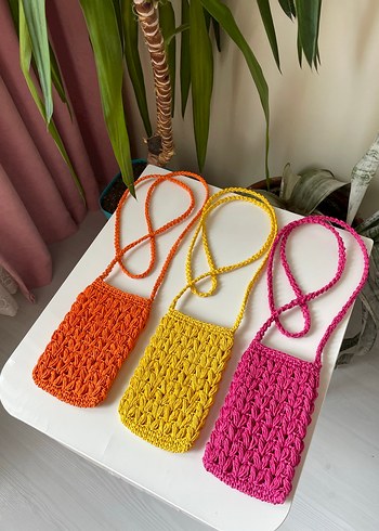 Örgü hasır telefon çantası - Görsel 15