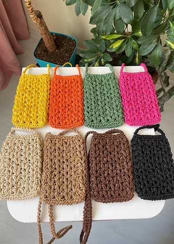 Örgü hasır telefon çantası - Görsel 6