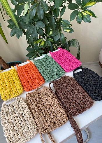 Örgü hasır telefon çantası - Görsel 3