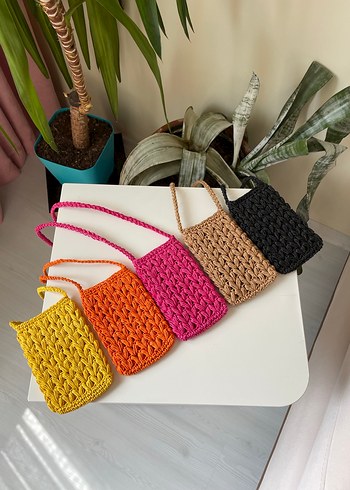 Örgü hasır telefon çantası - Görsel 18