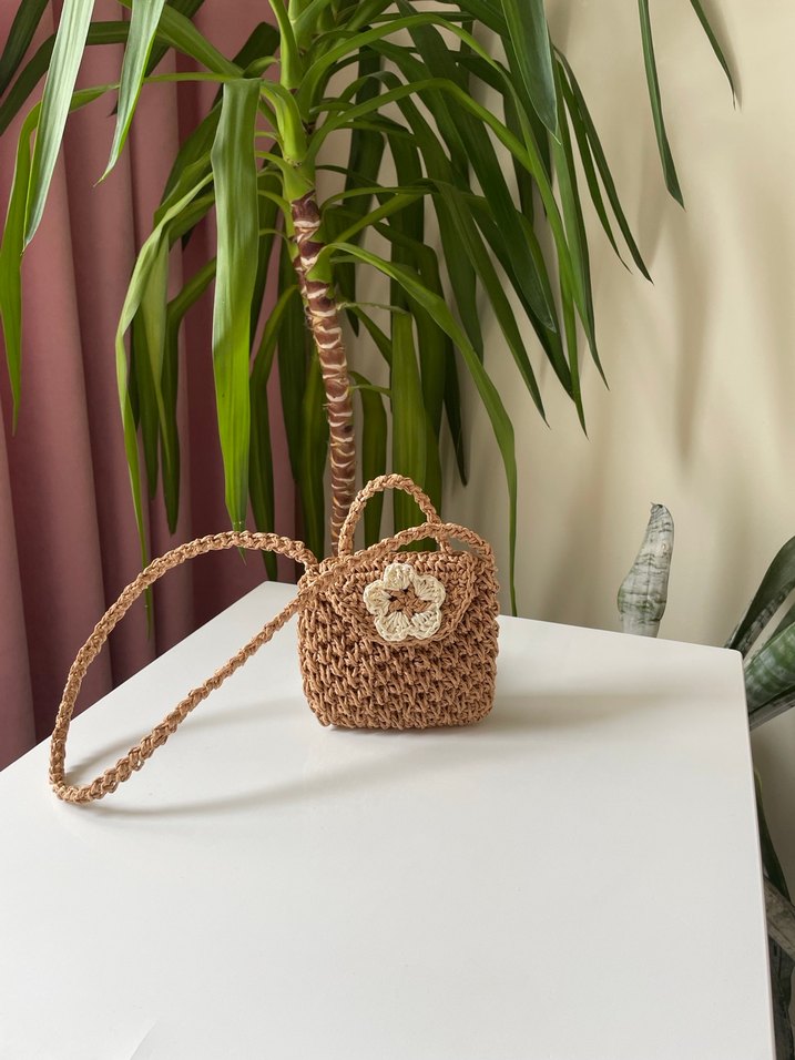 Örgü hasır çocuk çantası - Görsel 4