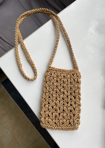 Örgü hasır telefon çantası - Görsel 3