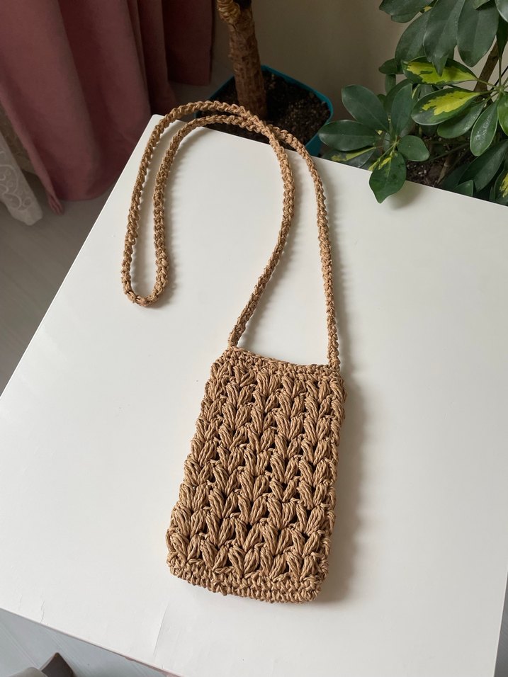 Örgü hasır telefon çantası - Görsel 2