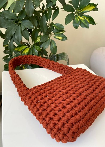 Penye ip örgü çanta - Görsel 3