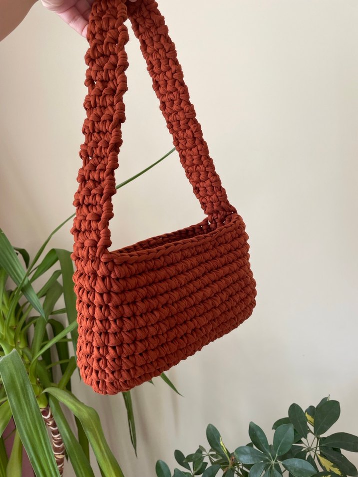 Penye ip örgü çanta - Görsel 4