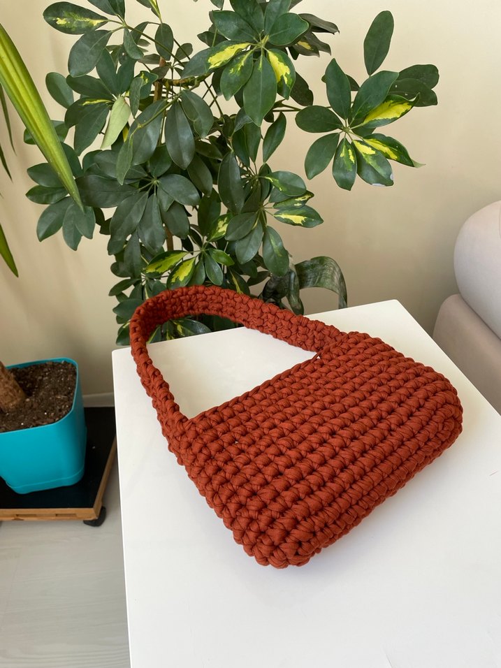 Penye ip örgü çanta - Görsel 2