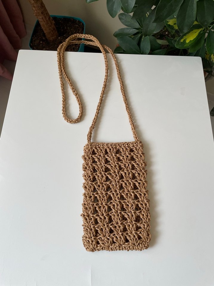 Örgü hasır telefon çantası - Görsel 3