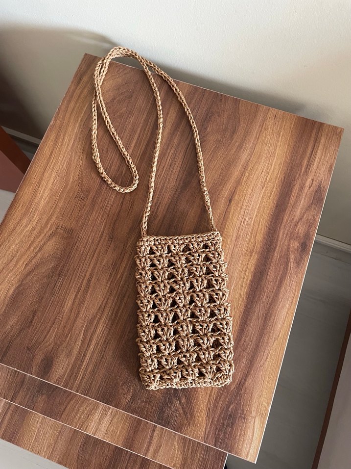 Örgü hasır telefon çantası - Görsel 4