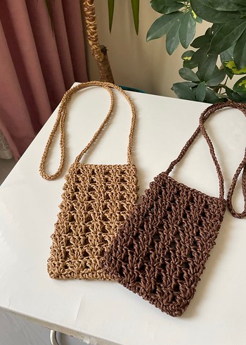 Örgü hasır telefon çantası - Görsel 2