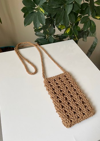 Örgü hasır telefon çantası - Görsel 6