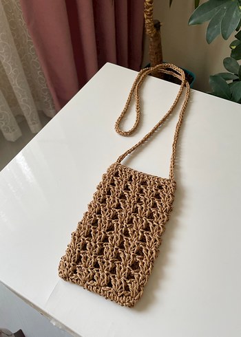 Örgü hasır telefon çantası - Görsel 5