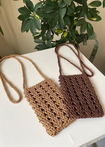 Örgü hasır telefon çantası - Görsel 3