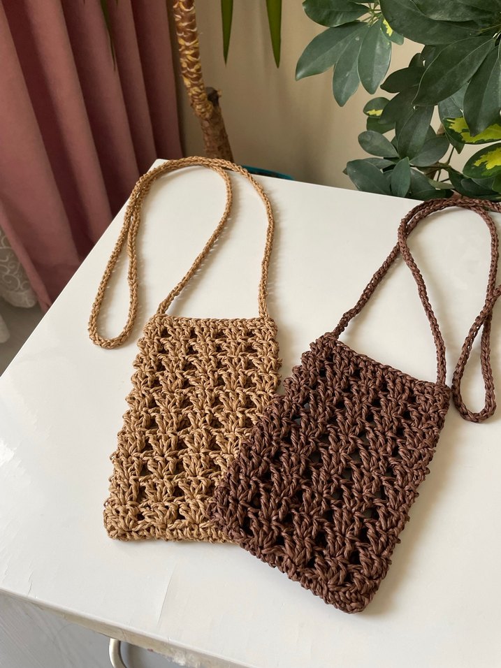 Örgü hasır telefon çantası - Görsel 2