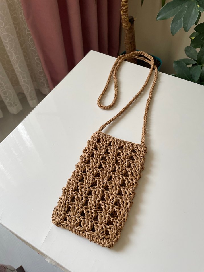 Örgü hasır telefon çantası - Görsel 5