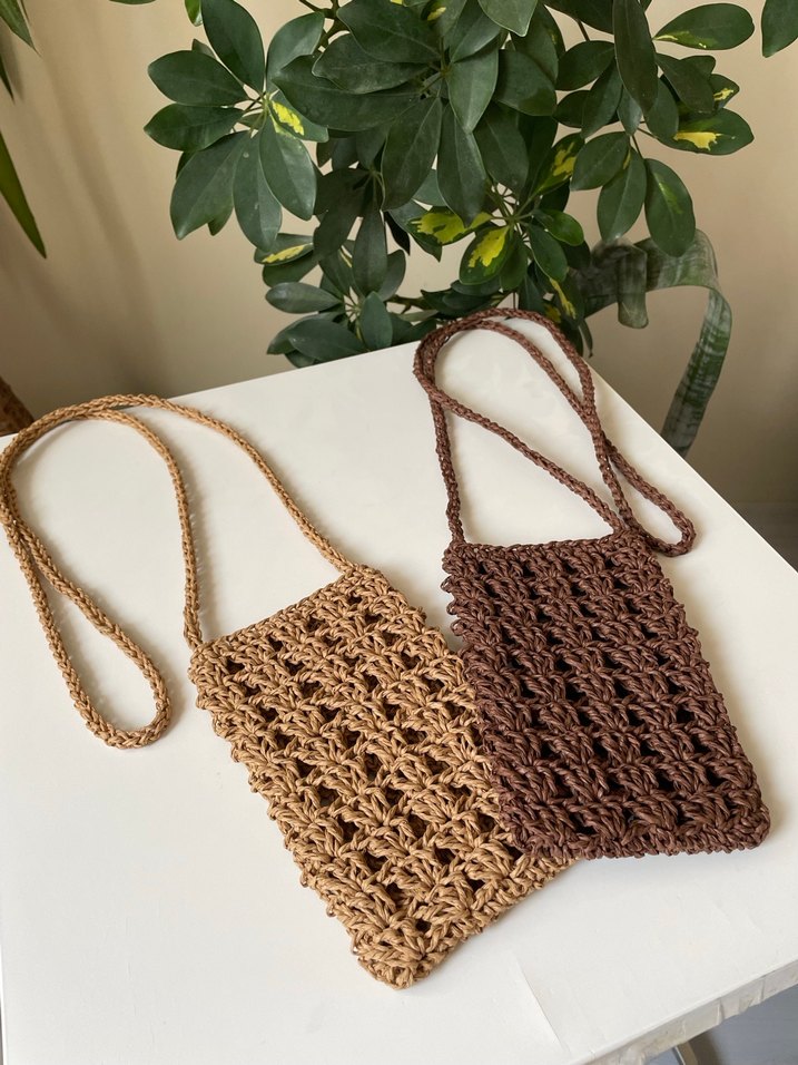 Örgü hasır telefon çantası - Görsel 3