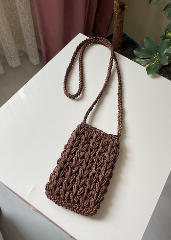 Örgü hasır telefon çantası - Görsel 3