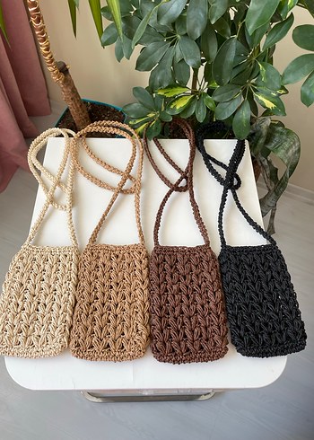 Örgü hasır telefon çantası - Görsel 2