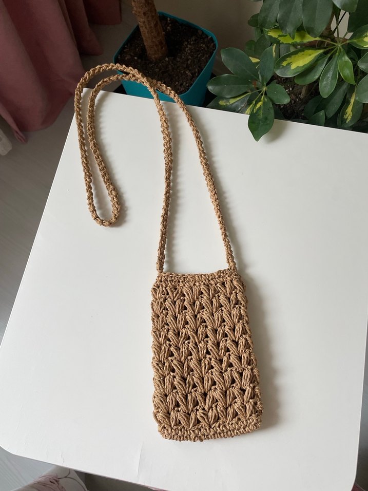 Örgü hasır telefon çantası - Görsel 5