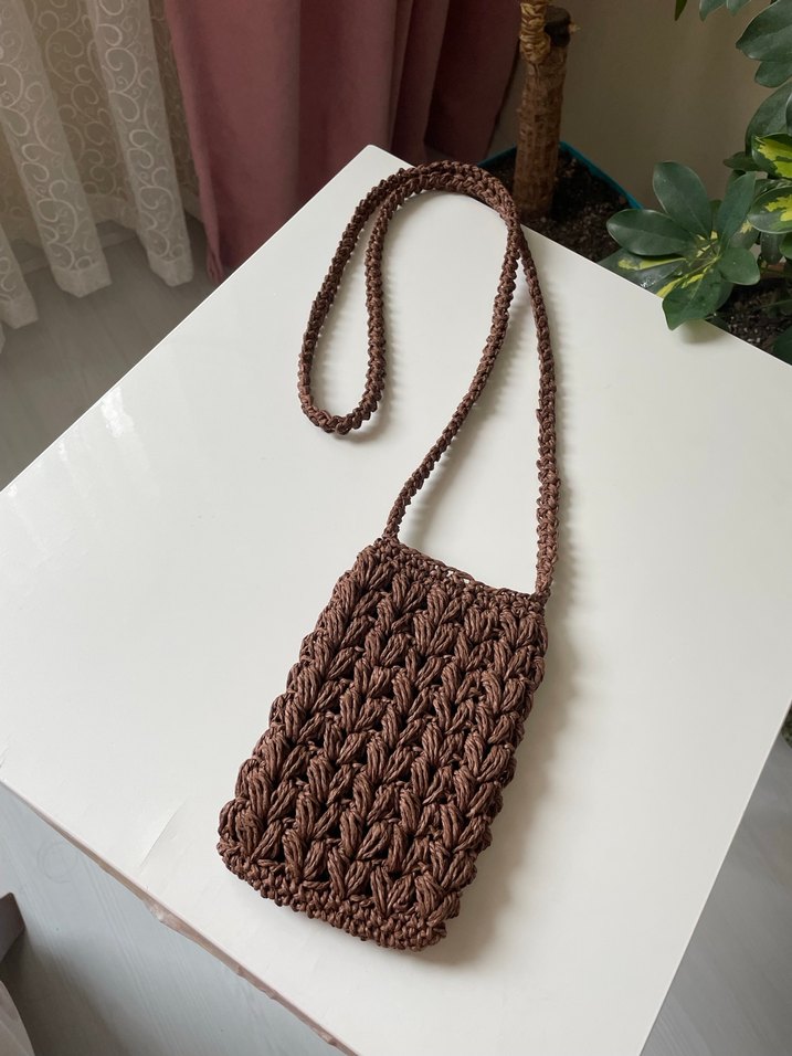 Örgü hasır telefon çantası - Görsel 3