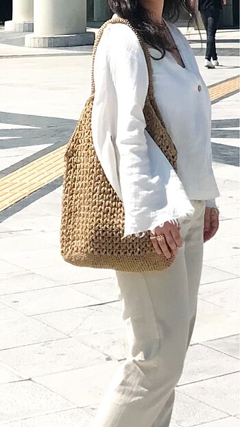 Oysho model el örgüsü hasır çanta