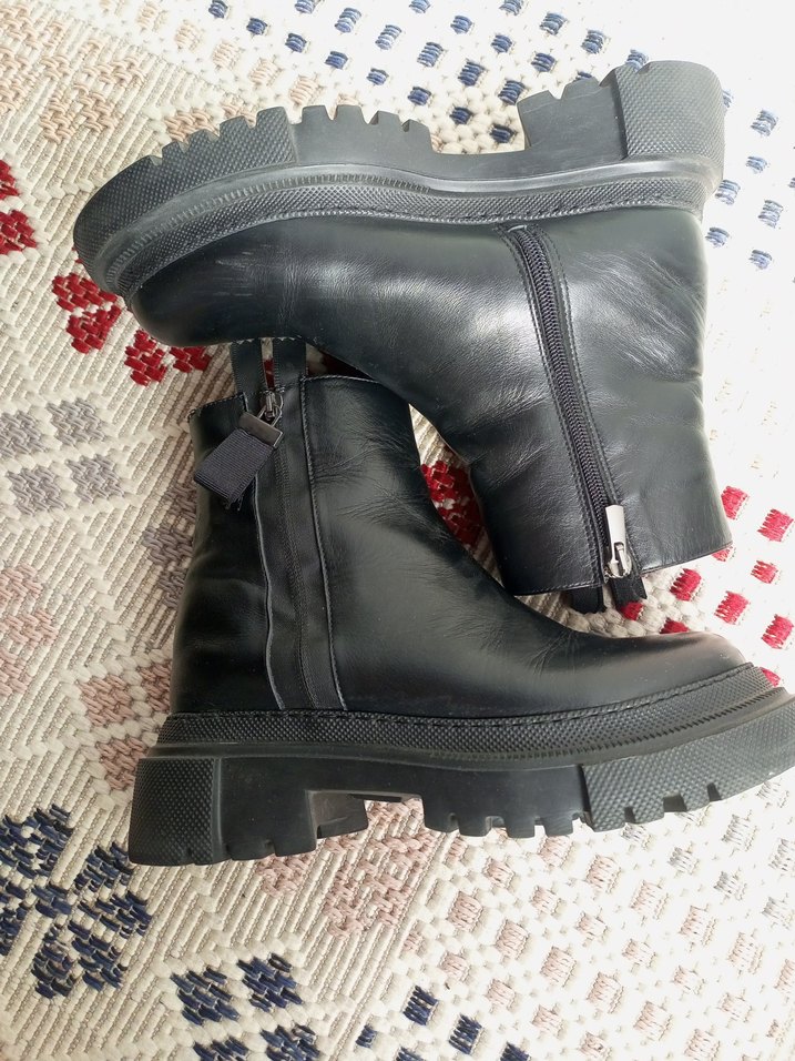 Kadın Siyah Deri desa Bot - Görsel 5