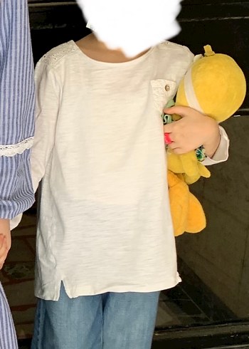 Kız Çocuk Uzun Kollu Beyaz Tişört - Görsel 5