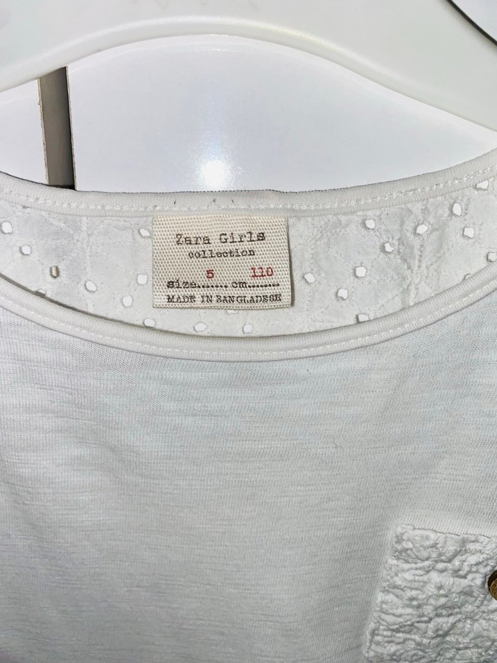 Kız Çocuk Uzun Kollu Beyaz Tişört - Görsel 4